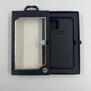 Coque Audi Officielle iPhone 11 Pro Max - Cuir Véritable Noir - Motif Matelassé Premium