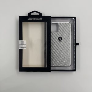 Coque Ferrari Scuderia Officielle iPhone 11 Pro Max - Fibre de Carbone Argentée - Protection Premium