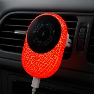 chargeur voiture magnétique sans fil 15W et support ventilé sur ventilation voiture