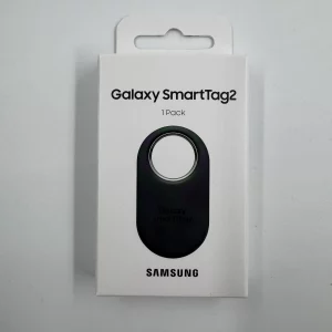 Boîte avant du Samsung Galaxy SmartTag2 1 Pack noir avec logo Samsung visible