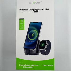 Station de charge sans fil RIXUS 3-en-1 15W pour iPhone, Apple Watch et AirPods